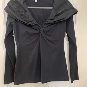 CAbi Black Long Sleeve Top with Twisted Front